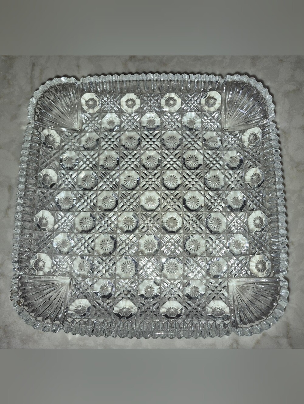 Vintage Mikasa Crystal Georgian Cut Square Hostess Platter (pattern RC150/319)